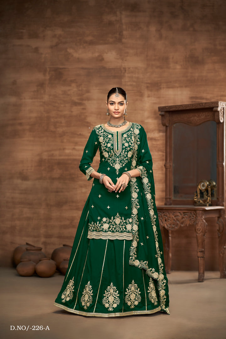 New Indian Pakistani Bollywood Wear Vichitra Silk  Straight Ghagra Style Salwar for Women