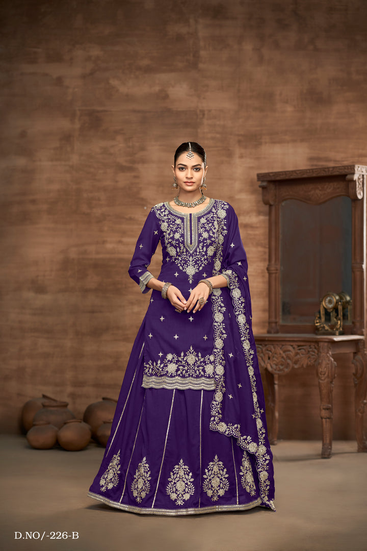 New Indian Pakistani Bollywood Wear Vichitra Silk  Straight Ghagra Style Salwar for Women
