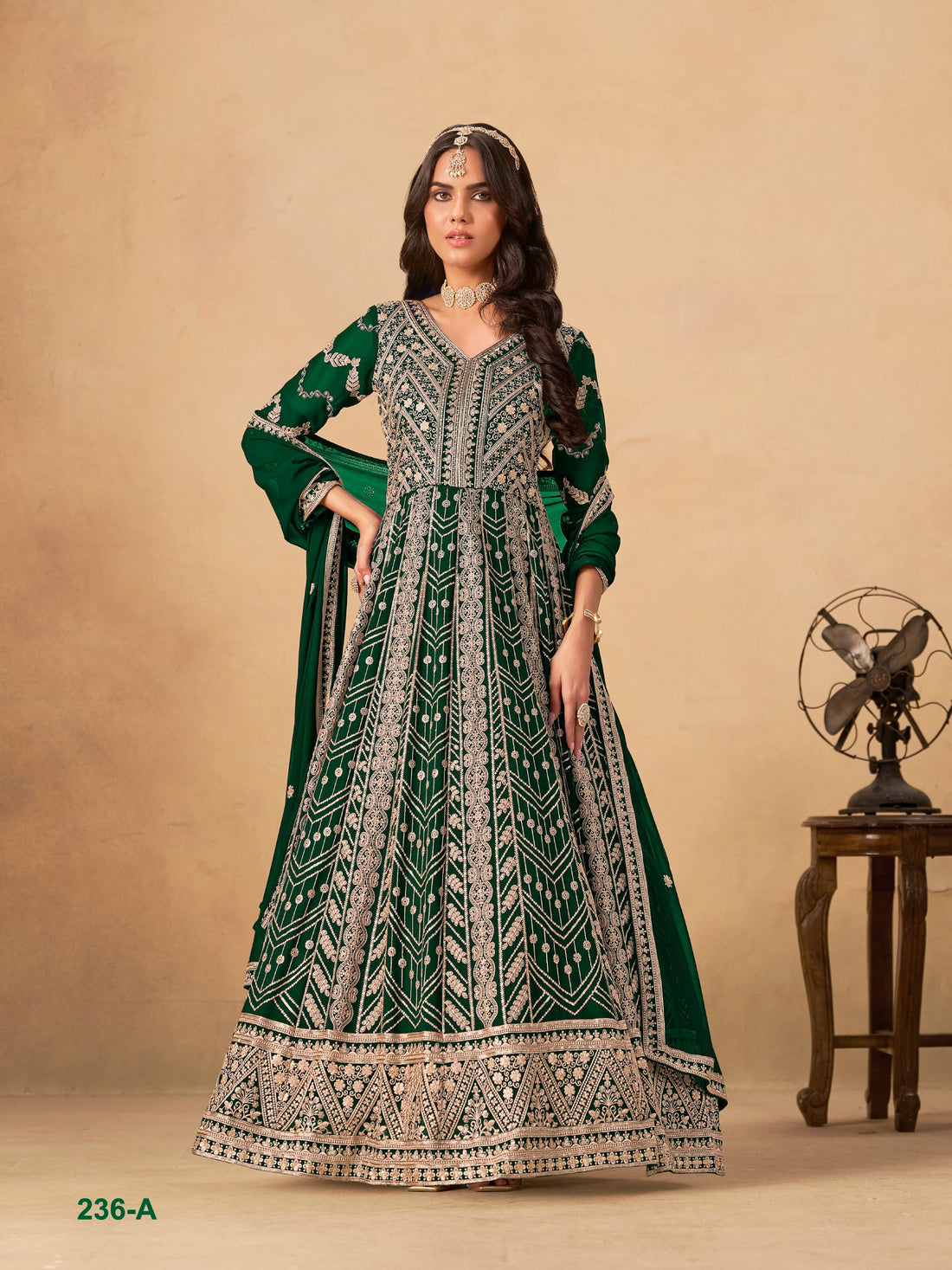 Embroidered Anarkali Gown Suit for Women with Dupatta Indian Wedding Party Wear