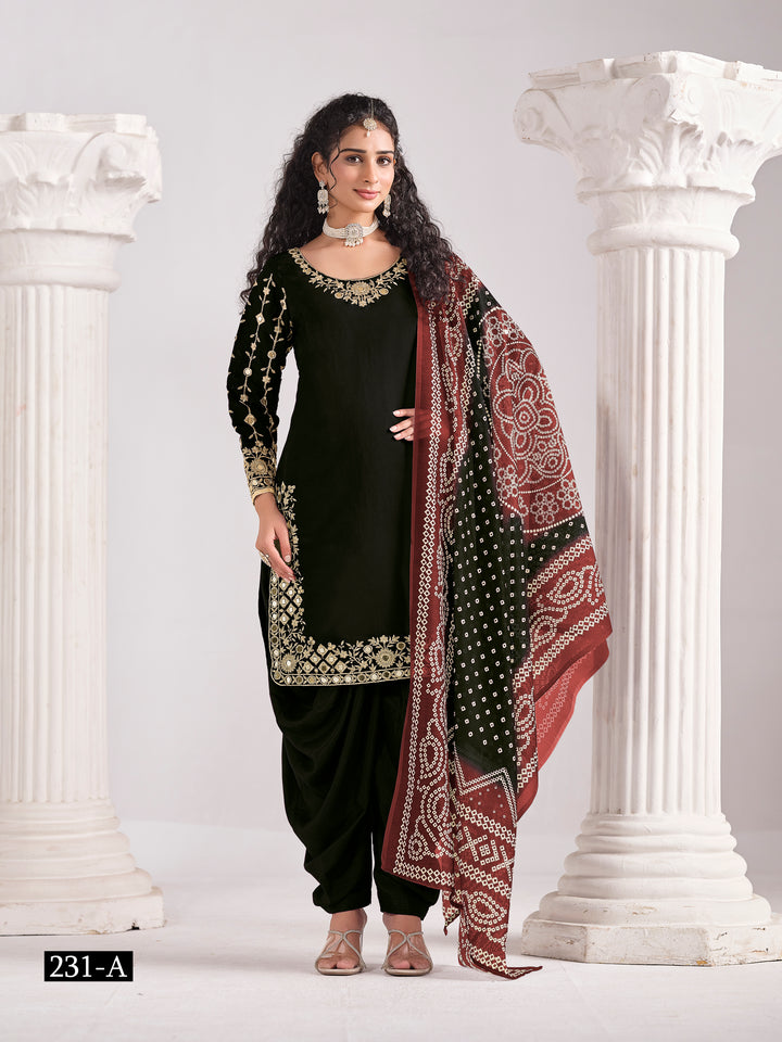 Designer Roman Silk Chanderi Silk Salwar Kameez Party Wear Outfit Bollywood Indian Ethnic Dress for Wedding & Festive Wear