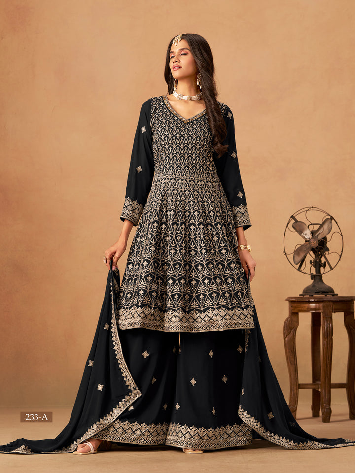 Faux Georgette Sharara Set Indian Pakistani Style Bollywood Festive Wear