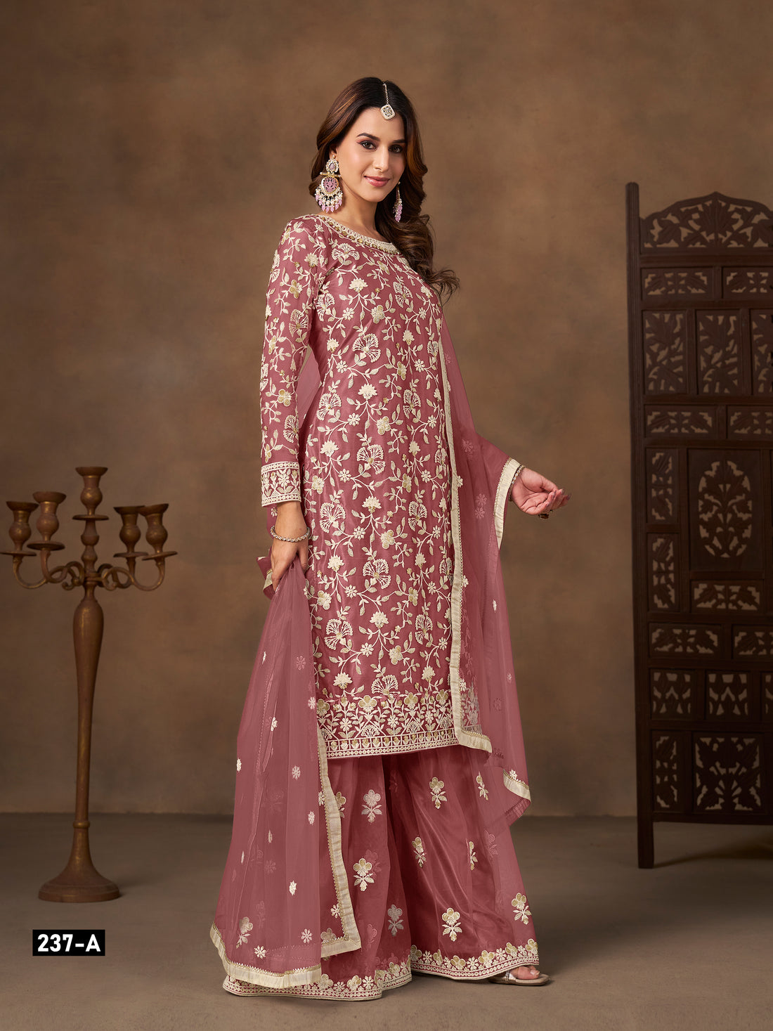 Butterfly Net Embroidered Sharara Suit for Women with Dupatta Party Wear