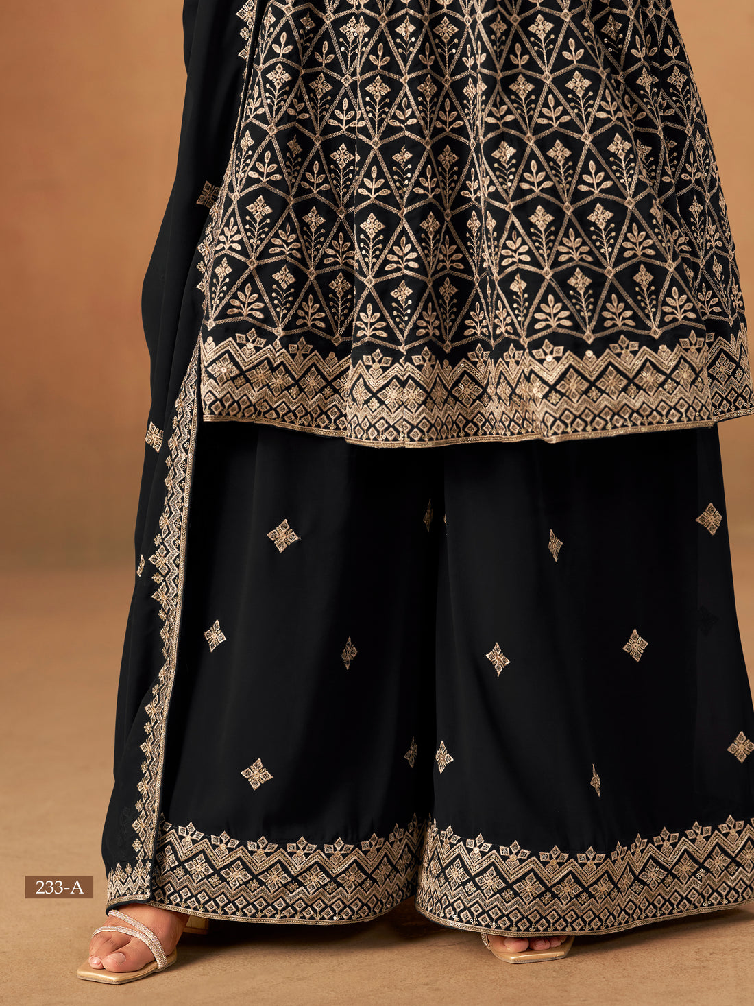 Faux Georgette Sharara Set Indian Pakistani Style Bollywood Festive Wear