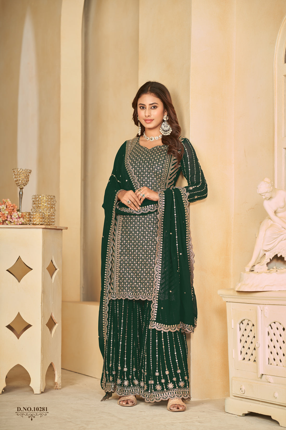 Georgette Embroidery Work Straight Kurta Sharara Dupatta Dress Fully Readymade