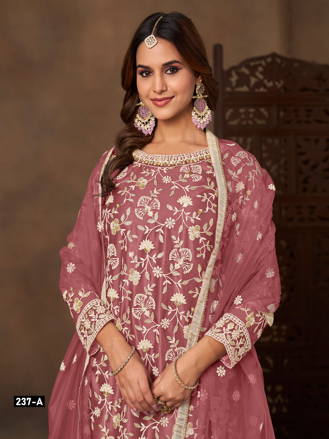 Butterfly Net Embroidered Sharara Suit for Women with Dupatta Party Wear