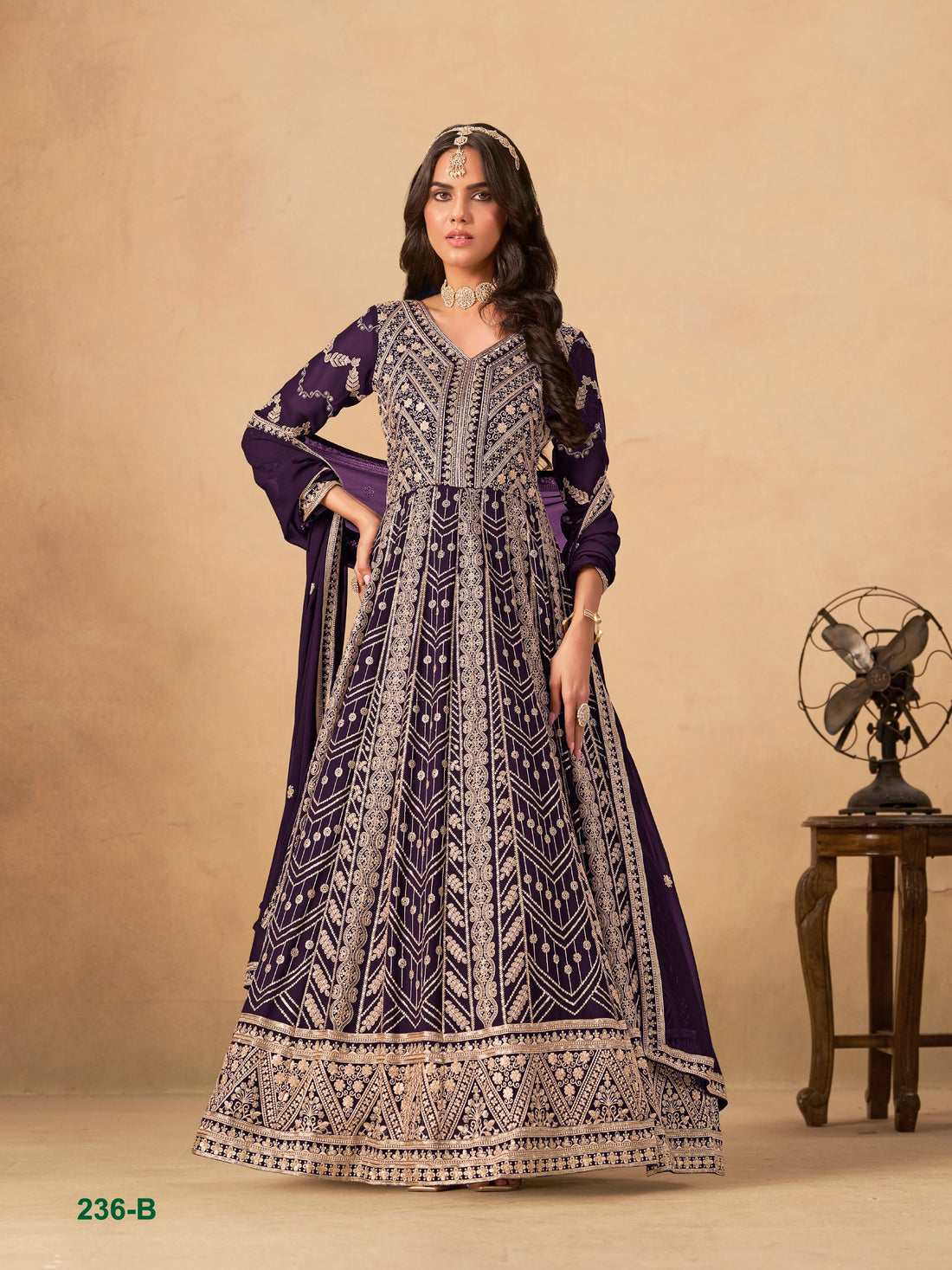 Embroidered Anarkali Gown Suit for Women with Dupatta Indian Wedding Party Wear