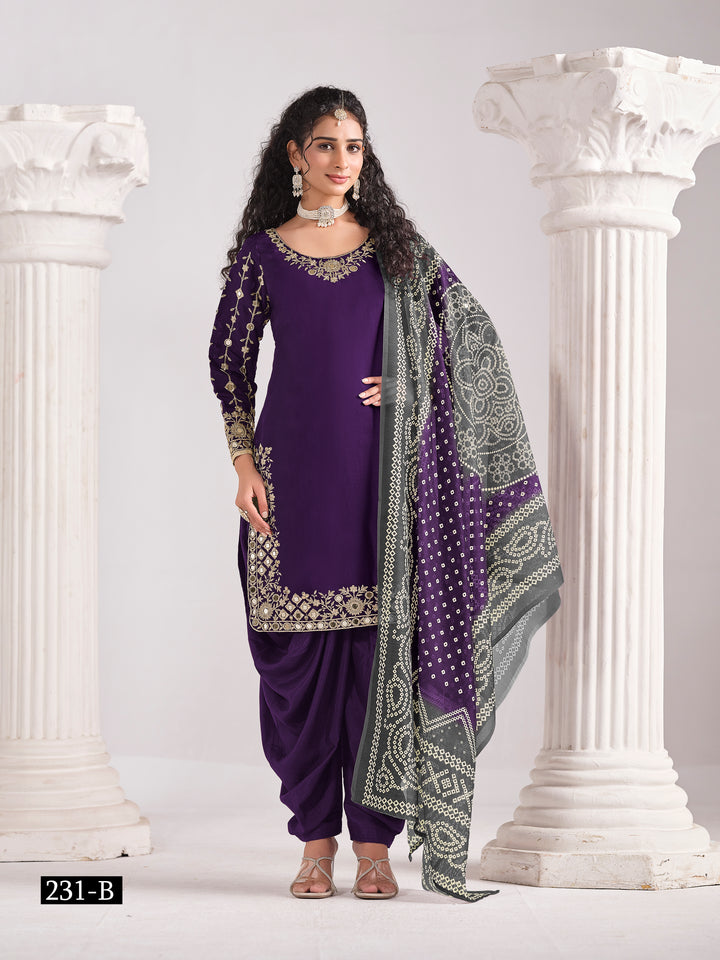 Designer Roman Silk Chanderi Silk Salwar Kameez Party Wear Outfit Bollywood Indian Ethnic Dress for Wedding & Festive Wear