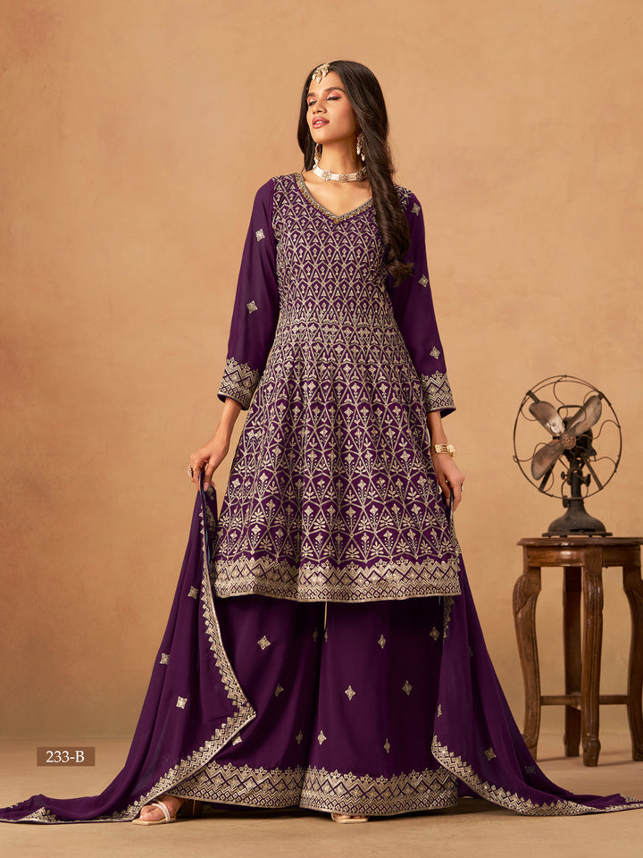 Faux Georgette Sharara Set Indian Pakistani Style Bollywood Festive Wear