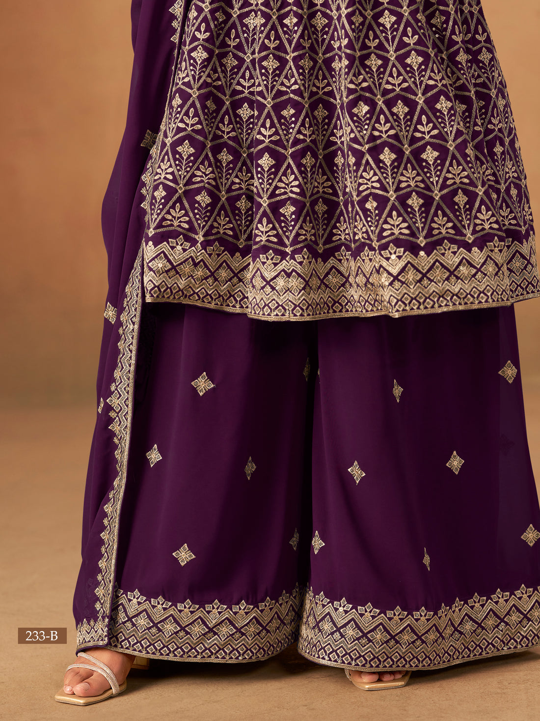 Faux Georgette Sharara Set Indian Pakistani Style Bollywood Festive Wear