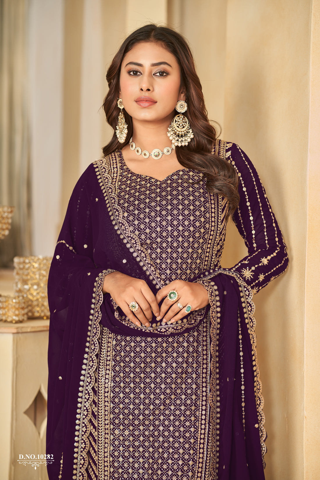 Georgette Embroidery Work Straight Kurta Sharara Dupatta Dress Fully Readymade