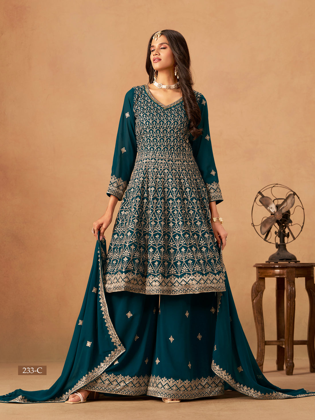 Faux Georgette Sharara Set Indian Pakistani Style Bollywood Festive Wear