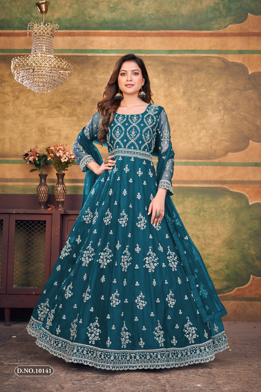 Women Designer Embroidery Work Long Anarkali Kurti With Dupatta Women Gift Dress