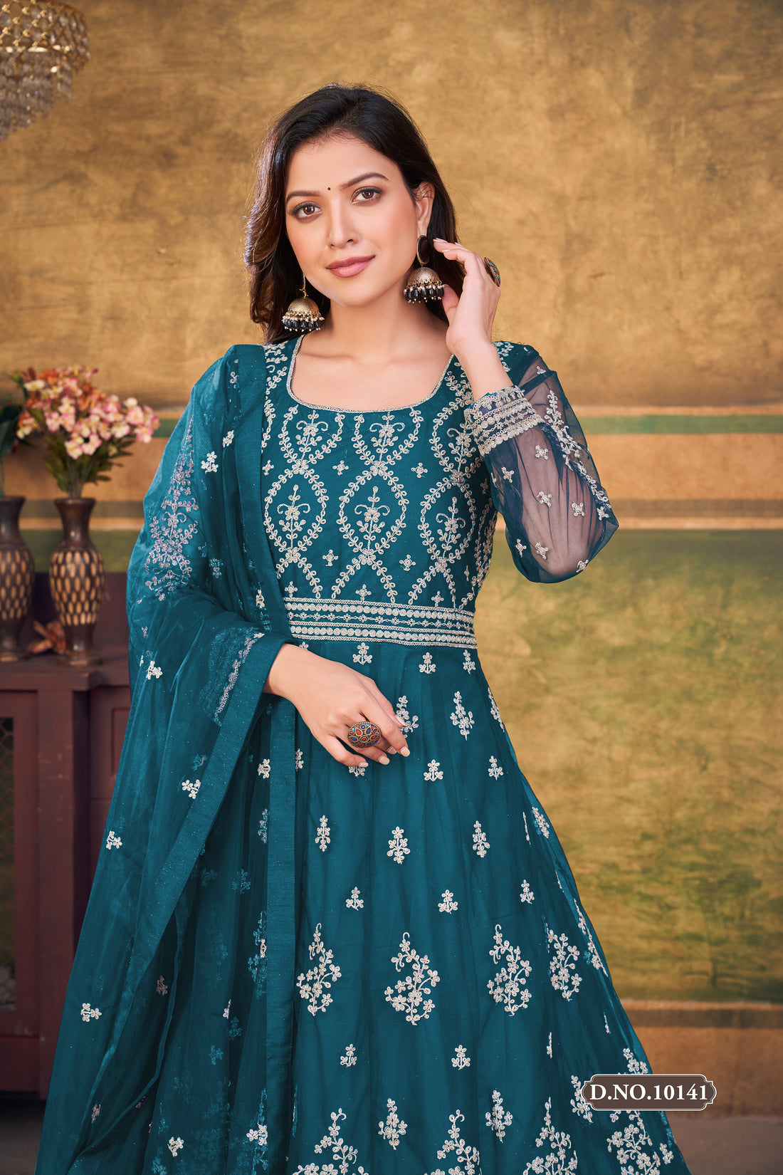 Women Designer Embroidery Work Long Anarkali Kurti With Dupatta Women Gift Dress