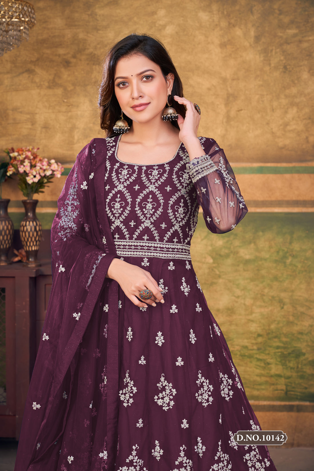 Women Designer Embroidery Work Long Anarkali Kurti With Dupatta Women Gift Dress