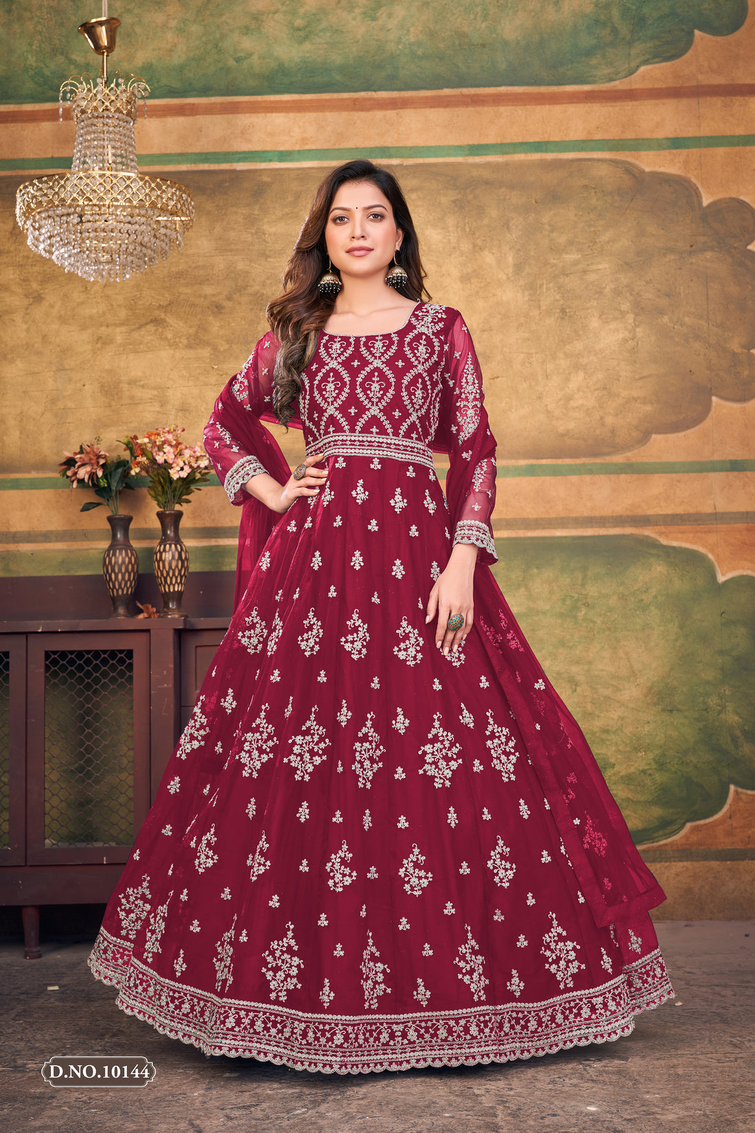 Women Designer Embroidery Work Long Anarkali Kurti With Dupatta Women Gift Dress