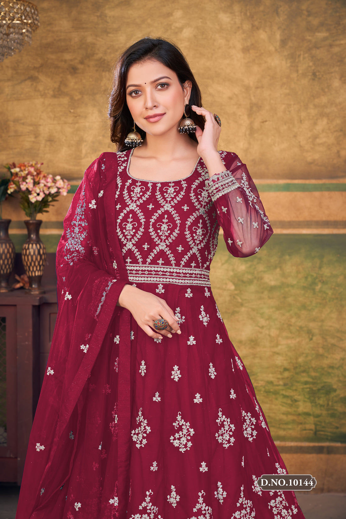 Women Designer Embroidery Work Long Anarkali Kurti With Dupatta Women Gift Dress