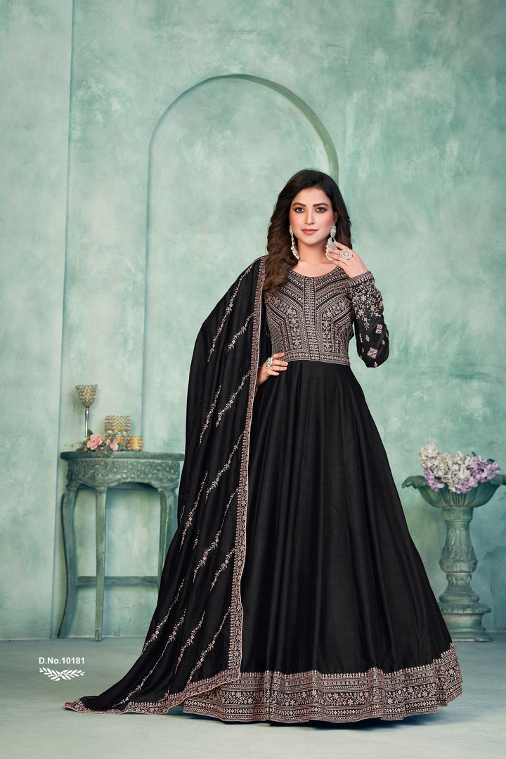 Suit Indian Pakistani Black Art Silk Salwar Kameez New Designer Party Wear Dress