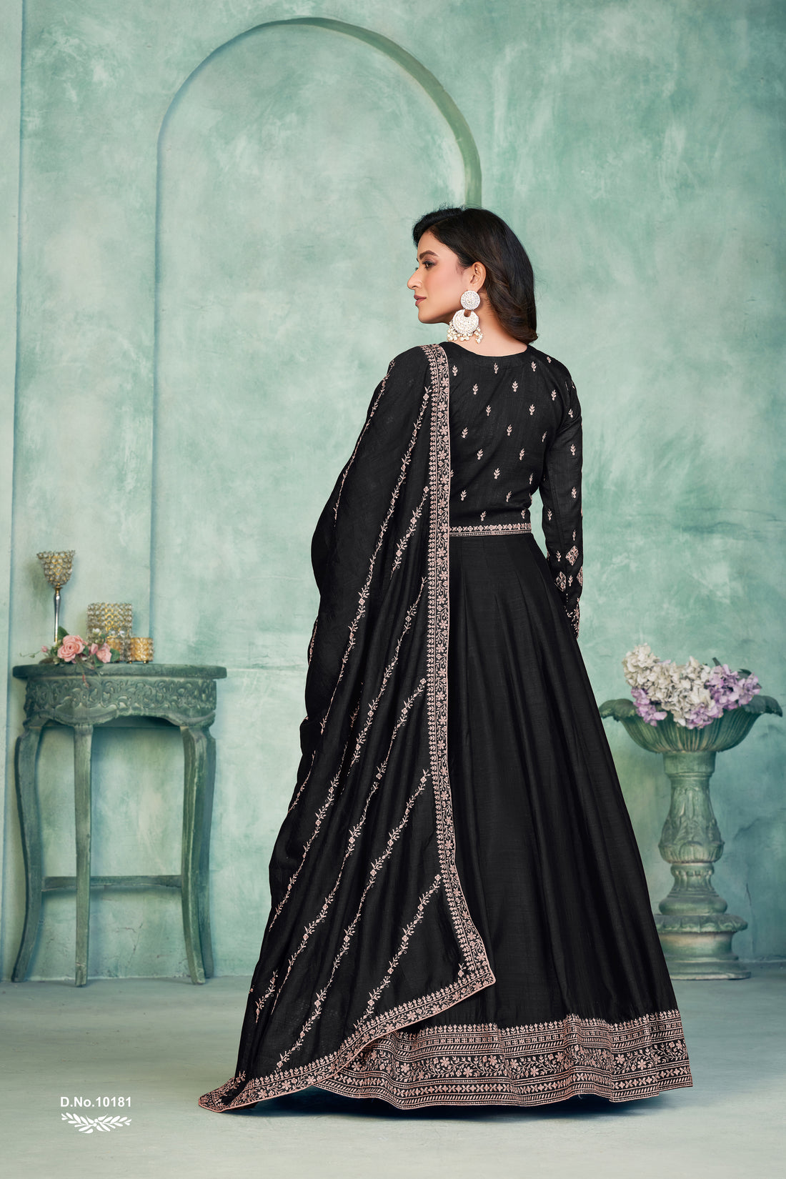 Suit Indian Pakistani Black Art Silk Salwar Kameez New Designer Party Wear Dress