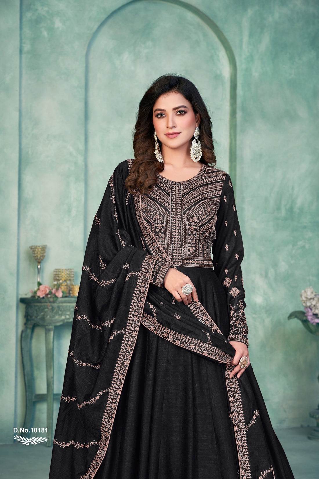 Suit Indian Pakistani Black Art Silk Salwar Kameez New Designer Party Wear Dress