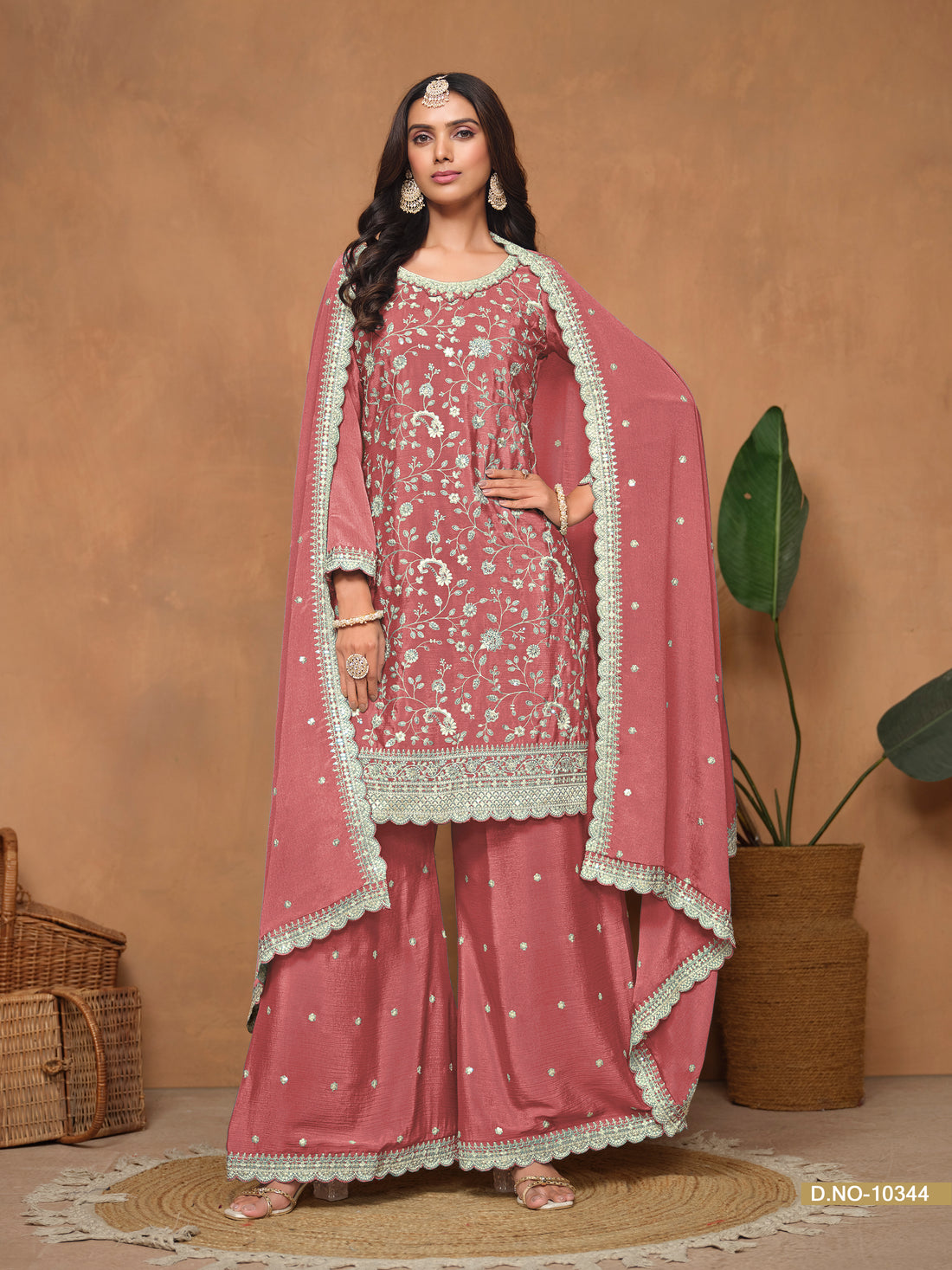 Beautiful Designer Sharara Kurti Set Indian Bollywood Chinon Salwar Kameez Suit