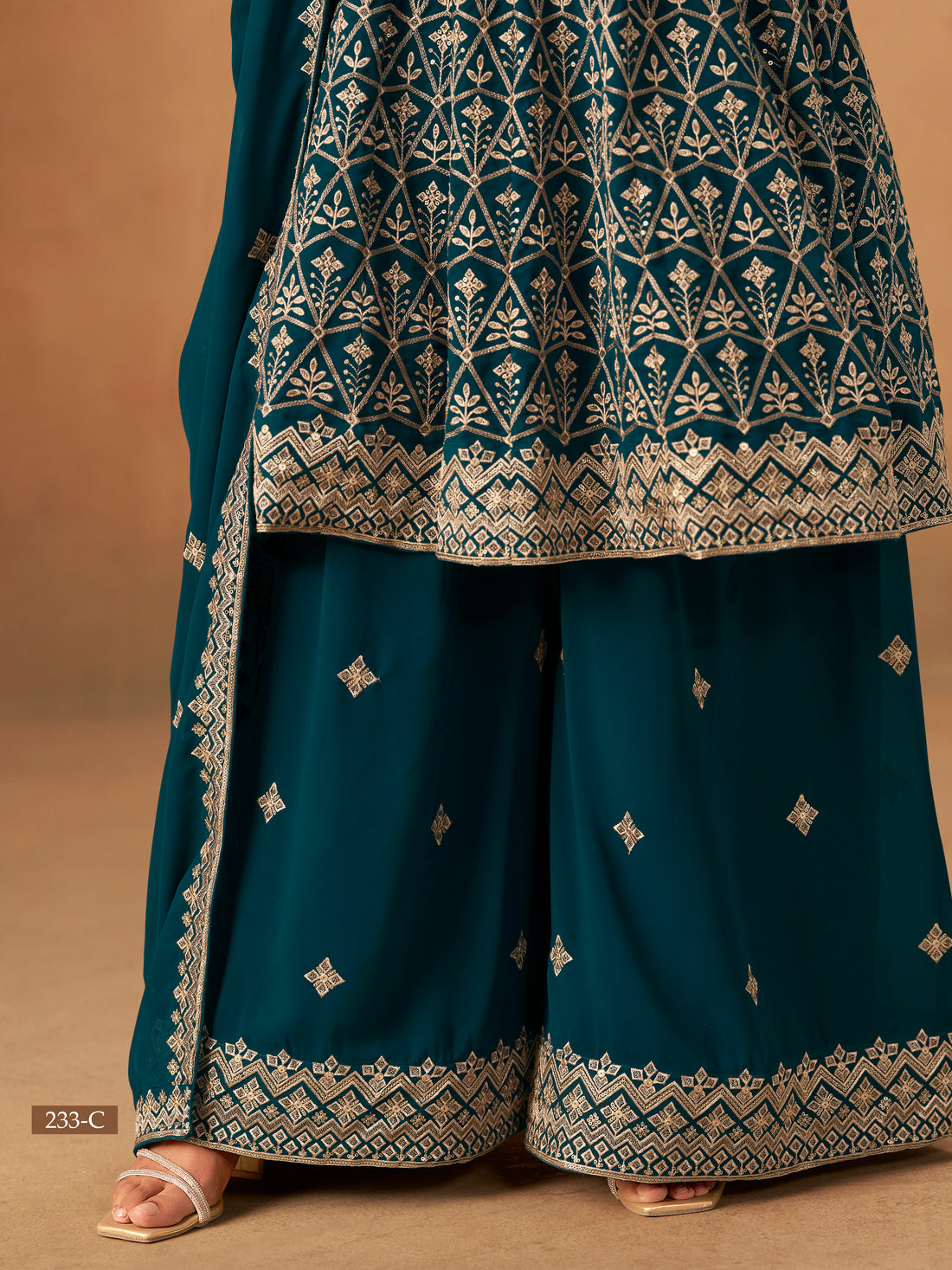 Faux Georgette Sharara Set Indian Pakistani Style Bollywood Festive Wear