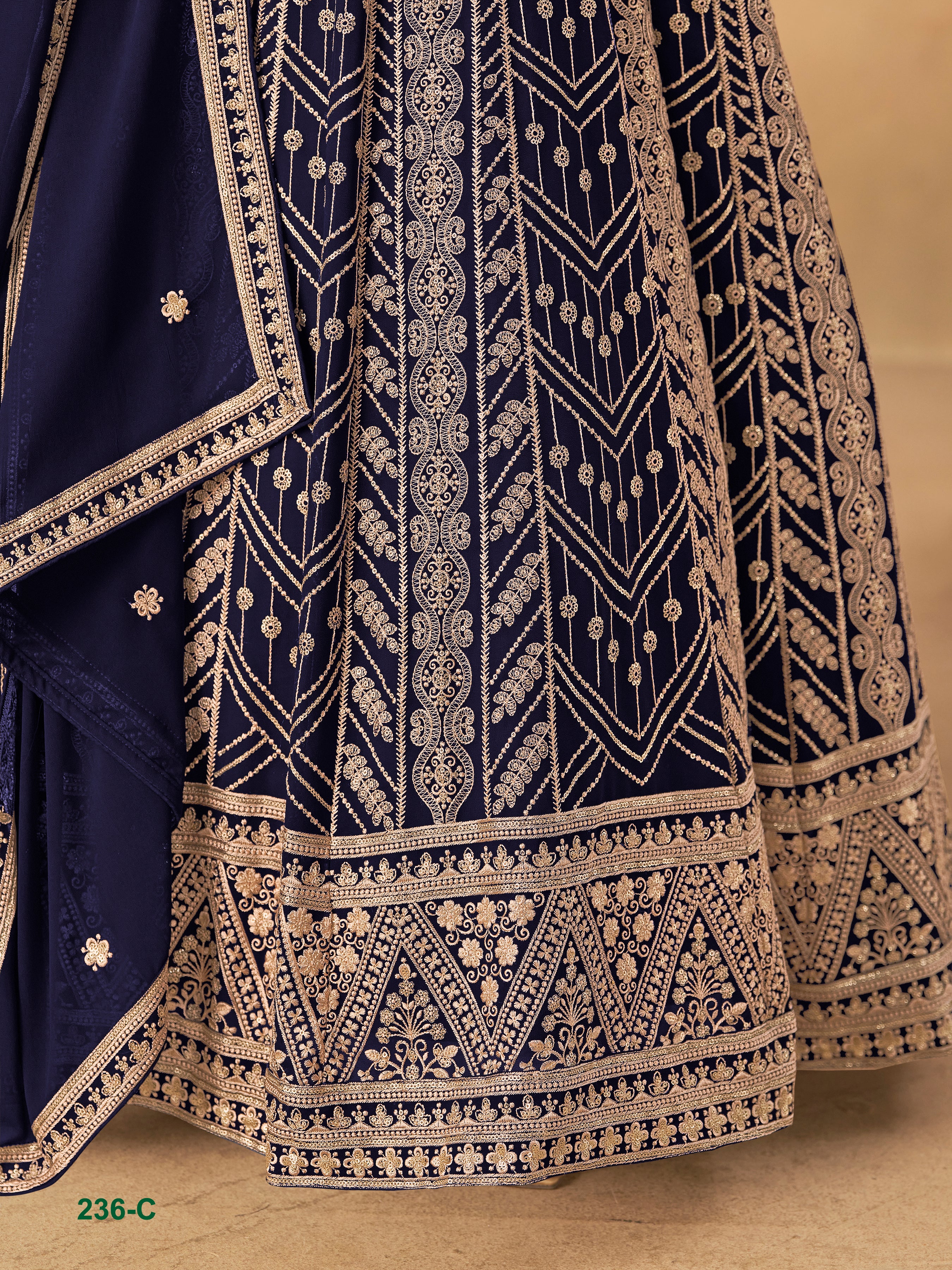 Embroidered Anarkali Gown Suit for Women with Dupatta Indian Wedding Party Wear