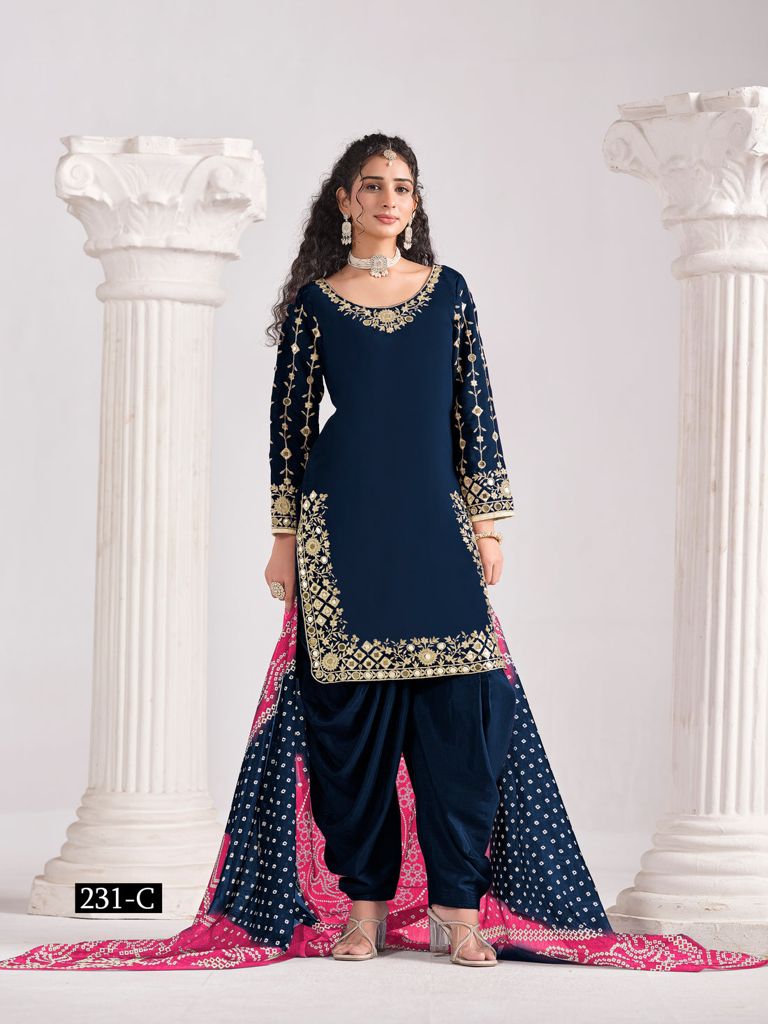 Designer Roman Silk Chanderi Silk Salwar Kameez Party Wear Outfit Bollywood Indian Ethnic Dress for Wedding & Festive Wear