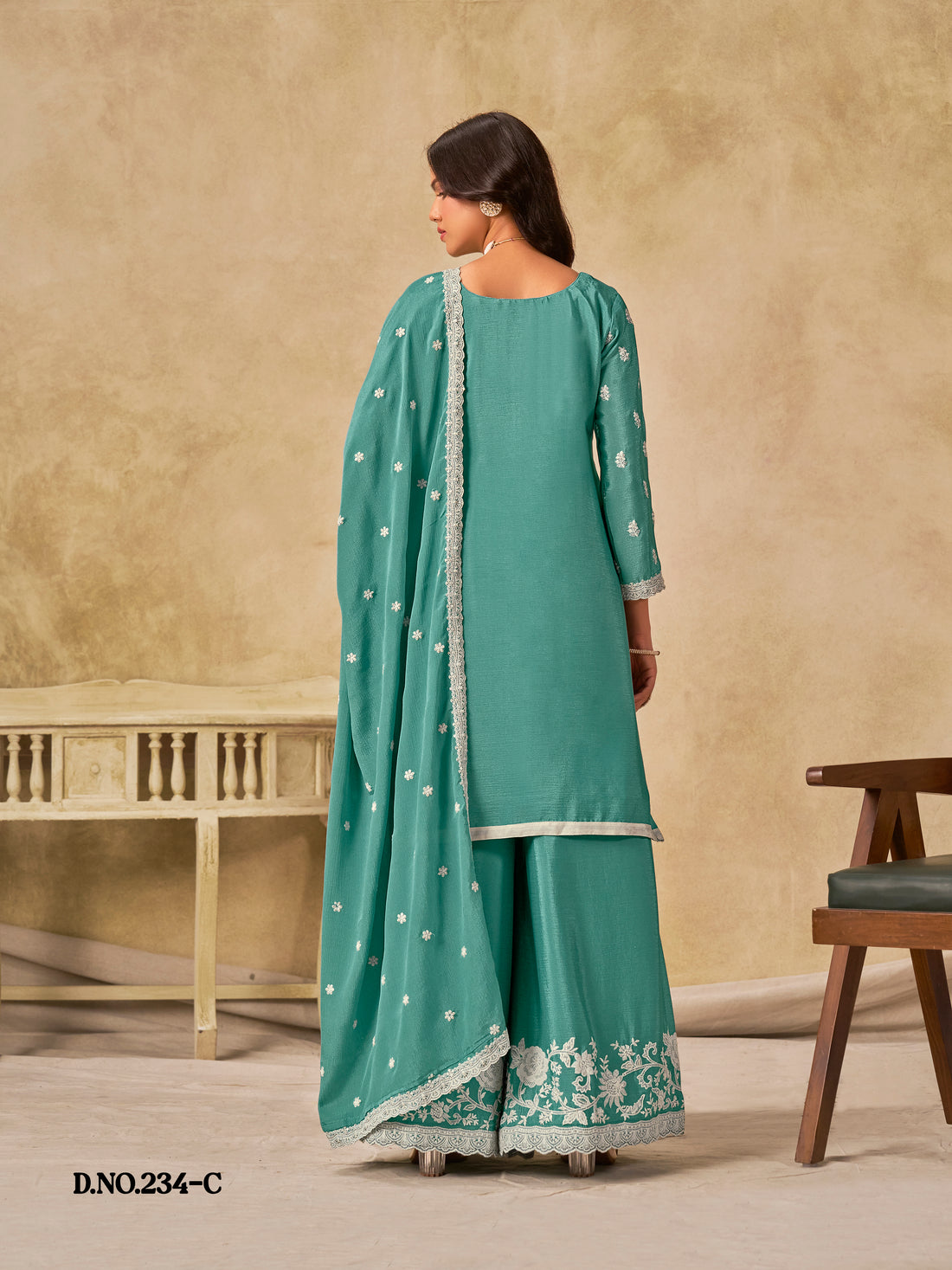 Ethnic Palazzo Salwar Kameez | Pakistani Bollywood Style Outfit with Dupatta | Wedding Party & Festive Wear Dress