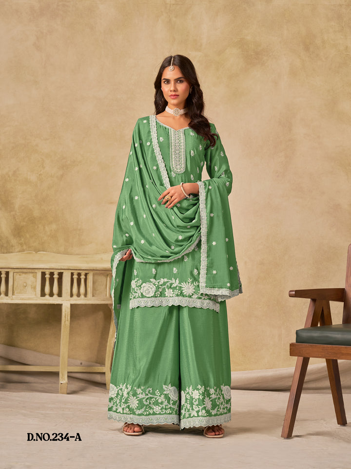 Ethnic Palazzo Salwar Kameez | Pakistani Bollywood Style Outfit with Dupatta | Wedding Party & Festive Wear Dress