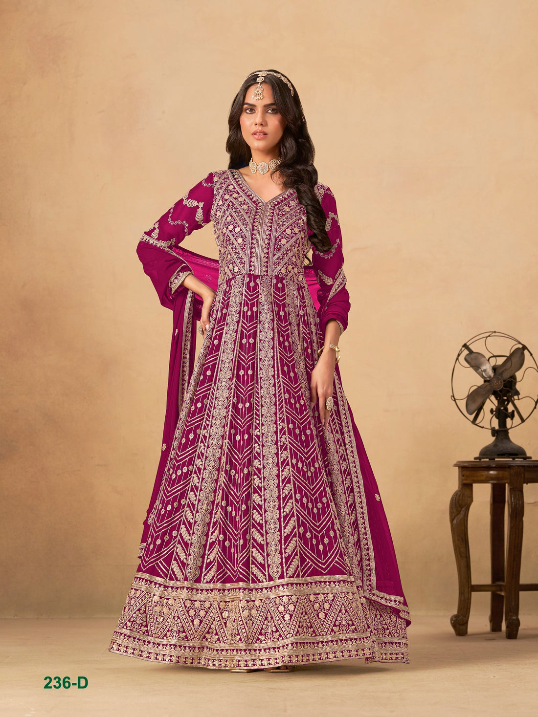 Embroidered Anarkali Gown Suit for Women with Dupatta Indian Wedding Party Wear