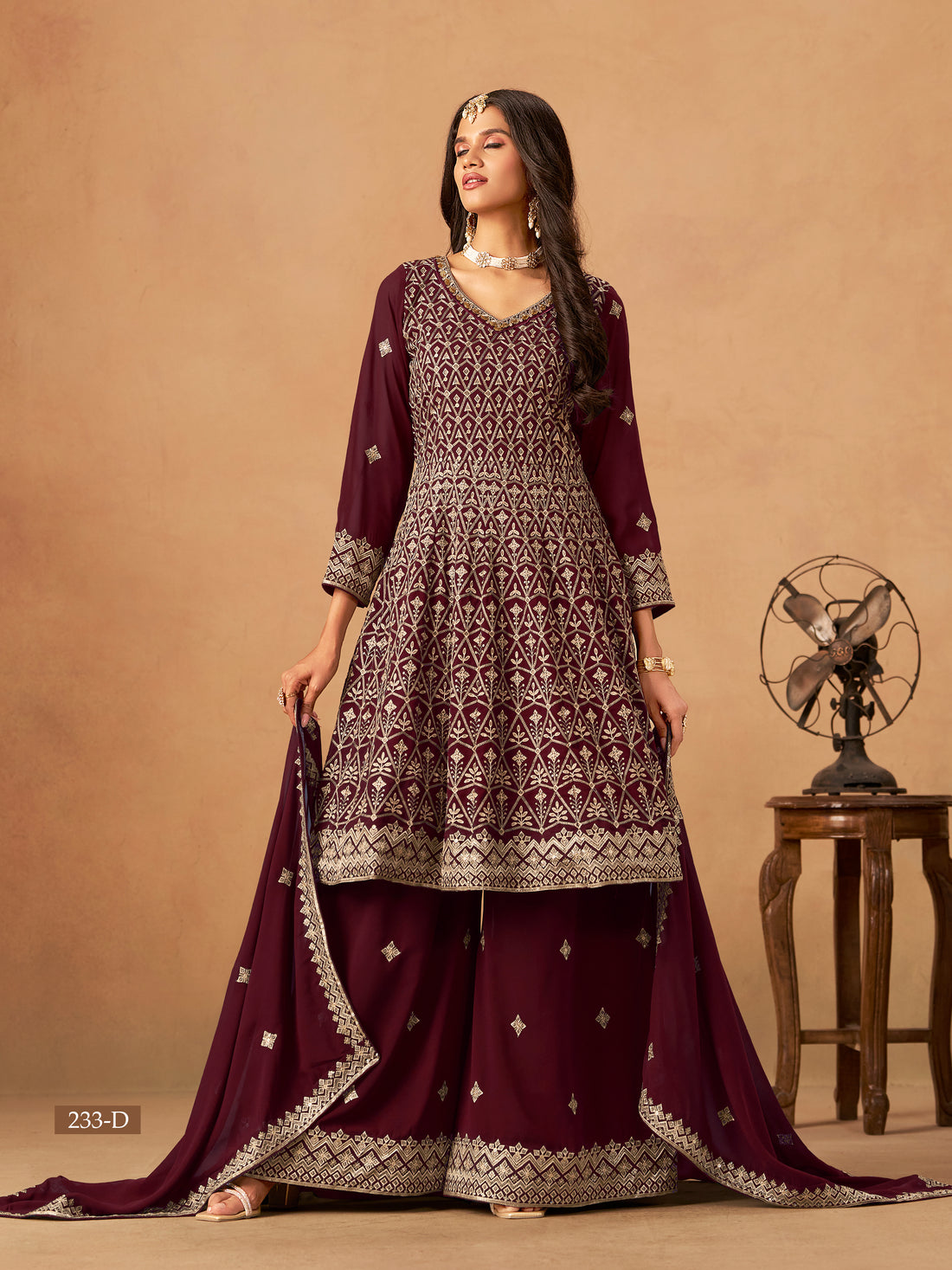Faux Georgette Sharara Set Indian Pakistani Style Bollywood Festive Wear