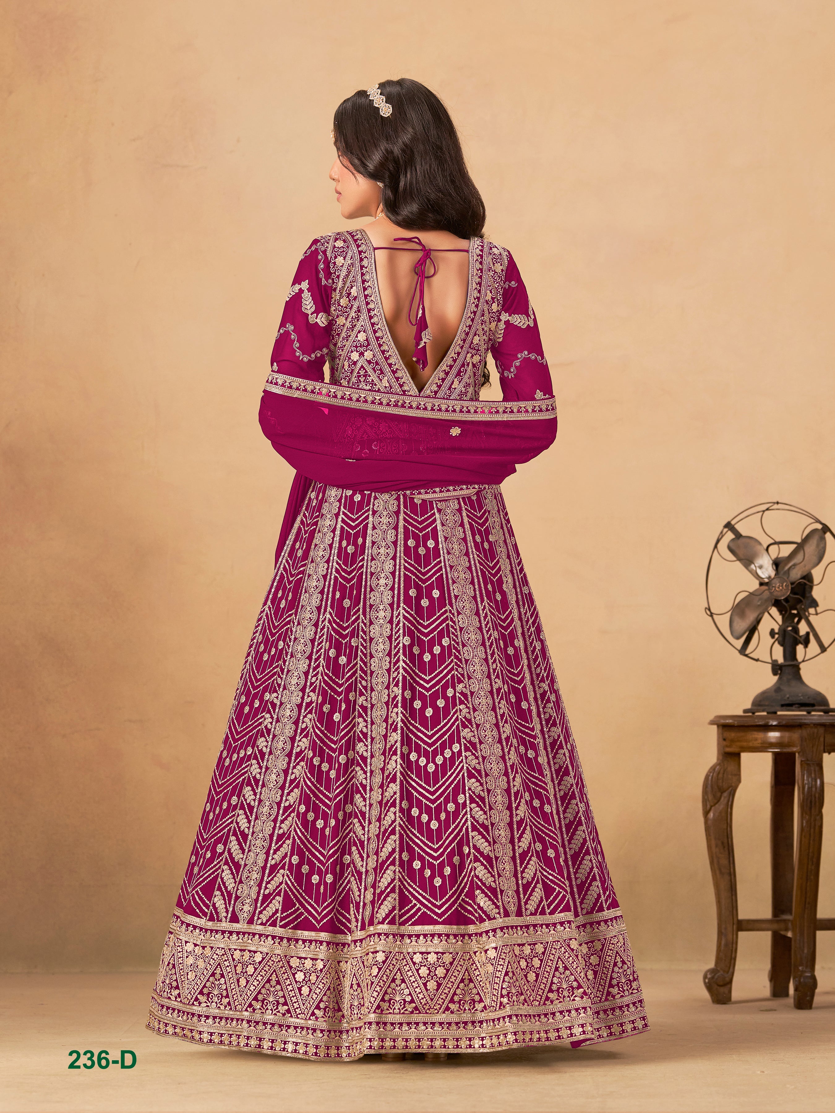Embroidered Anarkali Gown Suit for Women with Dupatta Indian Wedding Party Wear
