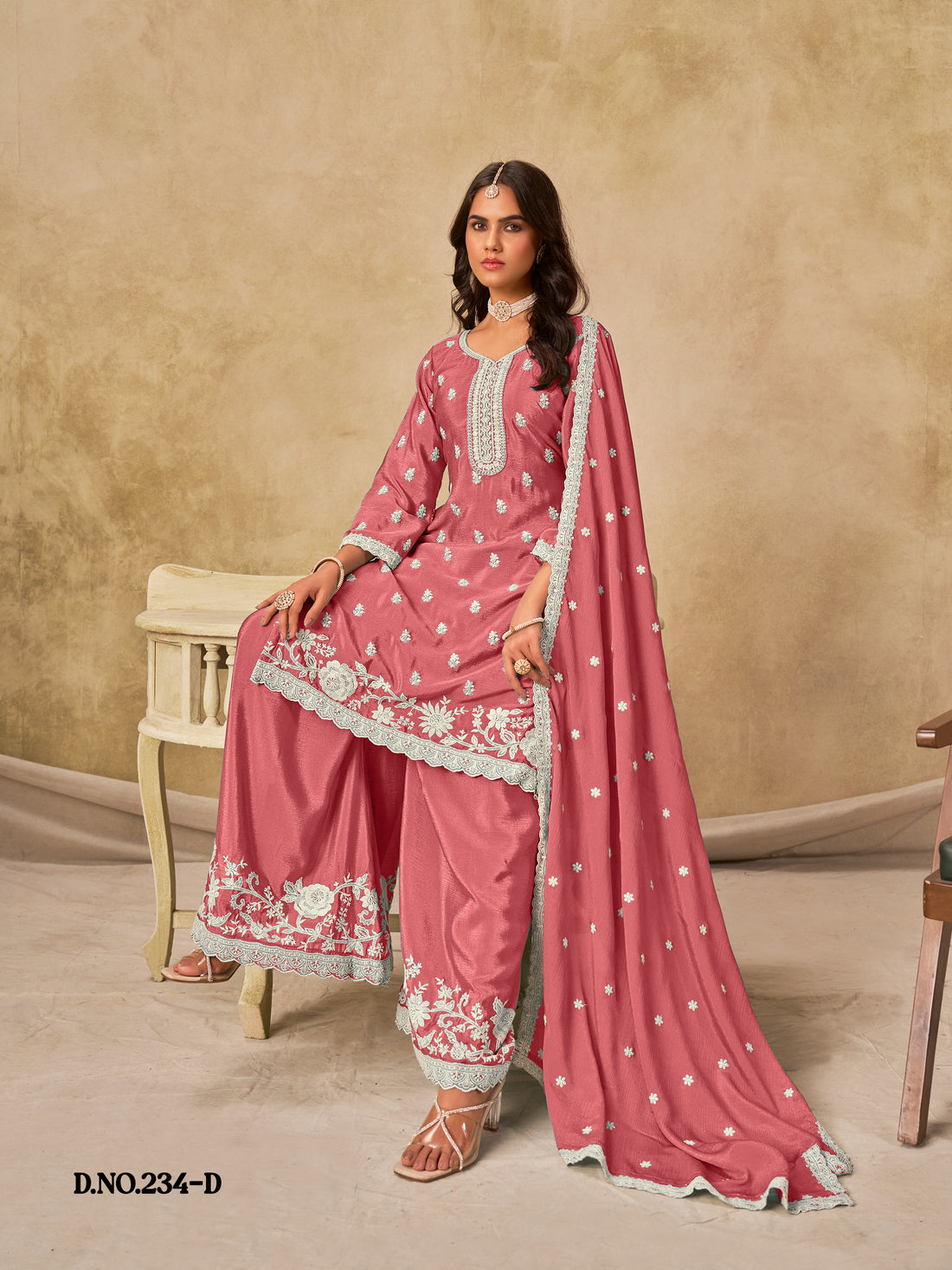 Ethnic Palazzo Salwar Kameez | Pakistani Bollywood Style Outfit with Dupatta | Wedding Party & Festive Wear Dress
