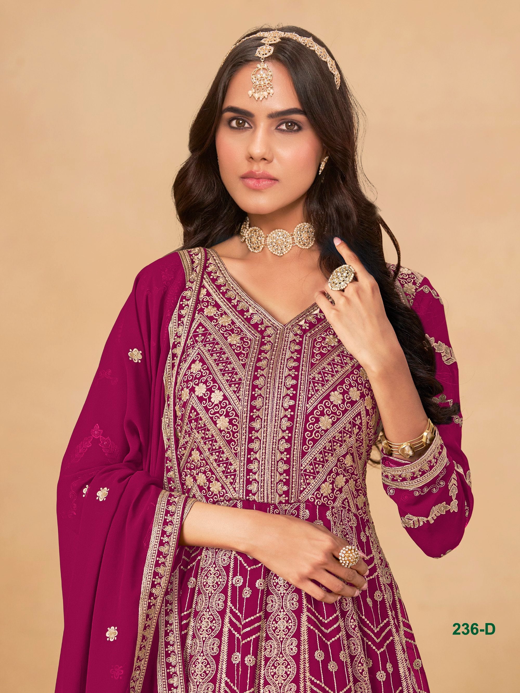 Embroidered Anarkali Gown Suit for Women with Dupatta Indian Wedding Party Wear