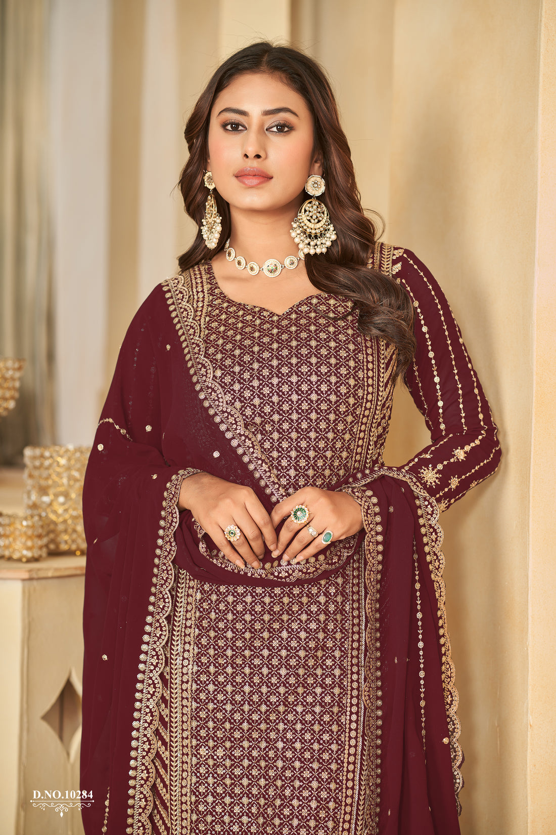 Georgette Embroidery Work Straight Kurta Sharara Dupatta Dress Fully Readymade