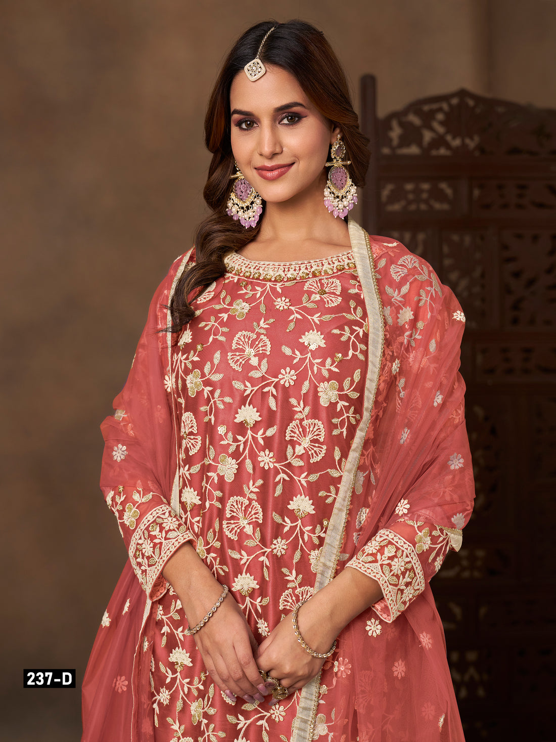 Butterfly Net Embroidered Sharara Suit for Women with Dupatta Party Wear