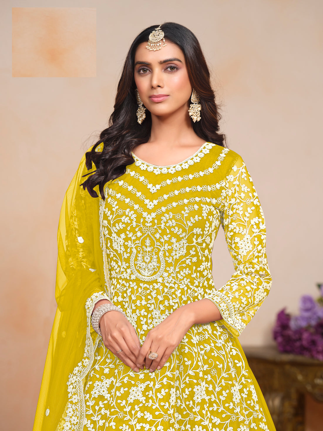 Haldi Ceremony Wear Anarkali Suit Kurta Set Ready Made Stitched Party Wear Dres