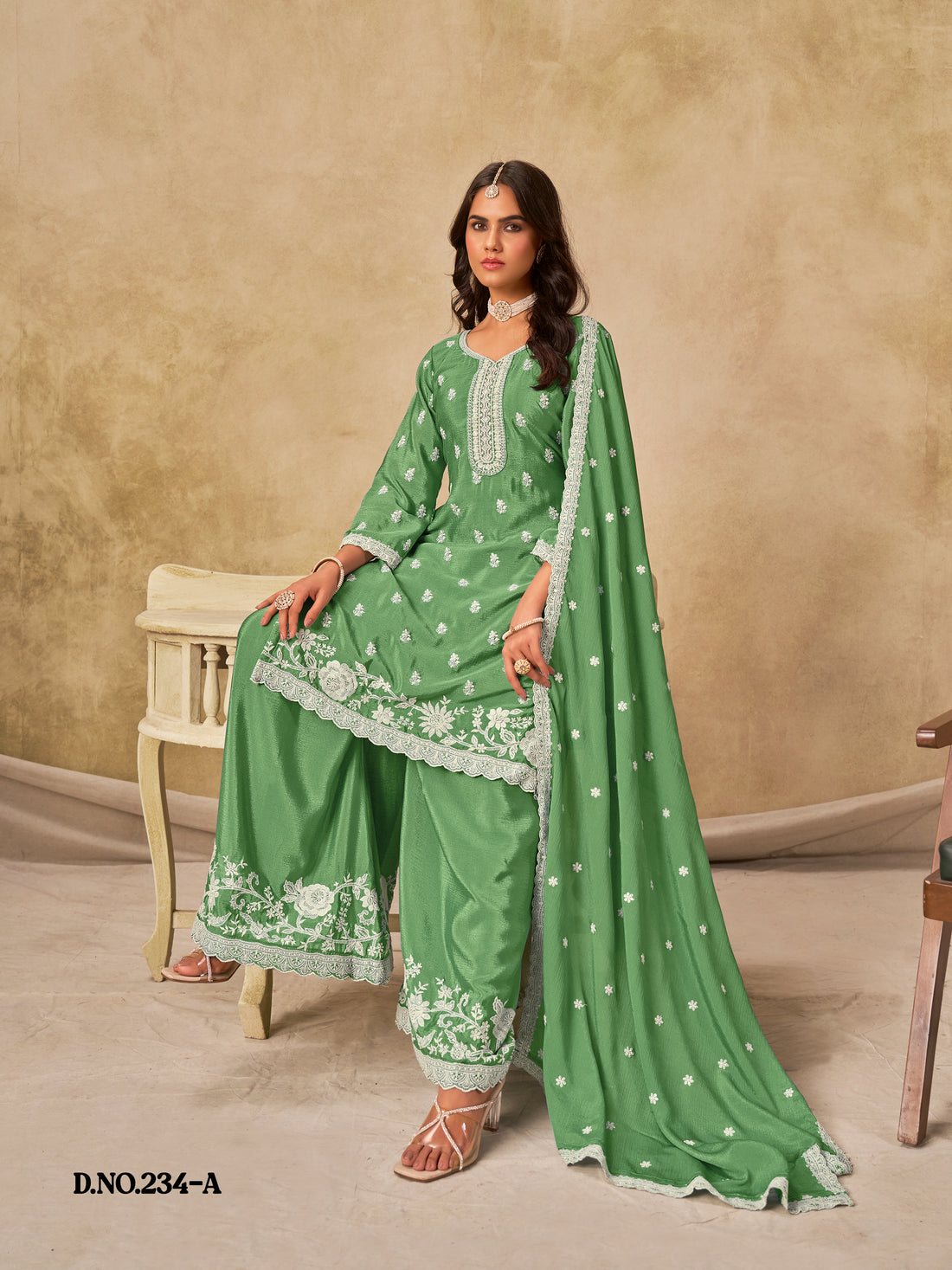 Ethnic Palazzo Salwar Kameez | Pakistani Bollywood Style Outfit with Dupatta | Wedding Party & Festive Wear Dress