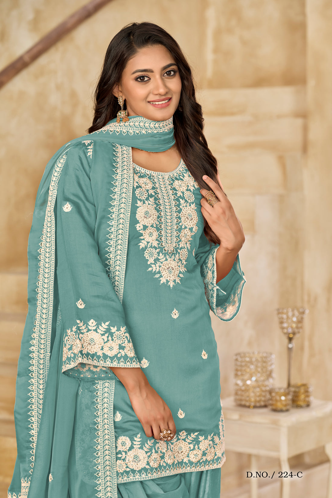 Trendy Punjabi Patiala Suit Bollywood Stylish Short Kurti & Flared Salwar