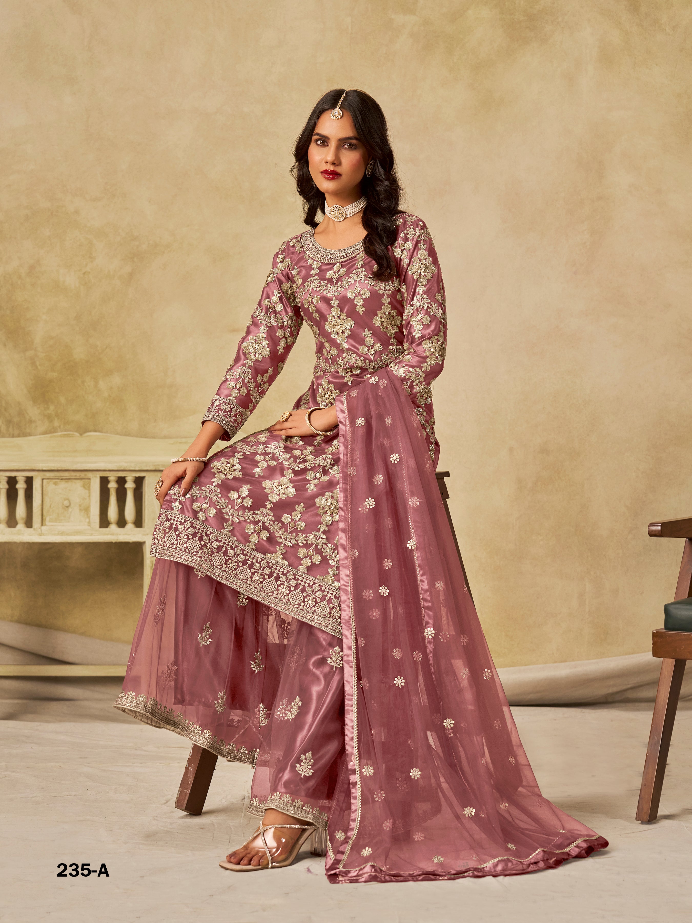 Traditional Soft Net Sharara Salwar Kameez Indian Festive & Wedding Guest Wear Outfit with Dupatta