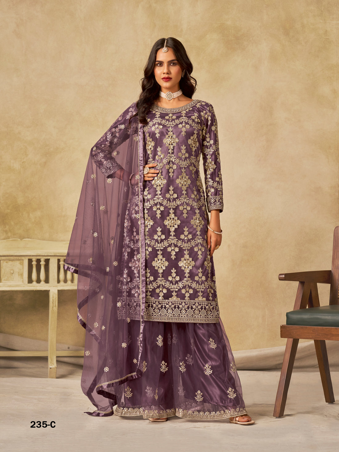 Traditional Soft Net Sharara Salwar Kameez Indian Festive & Wedding Guest Wear Outfit with Dupatta