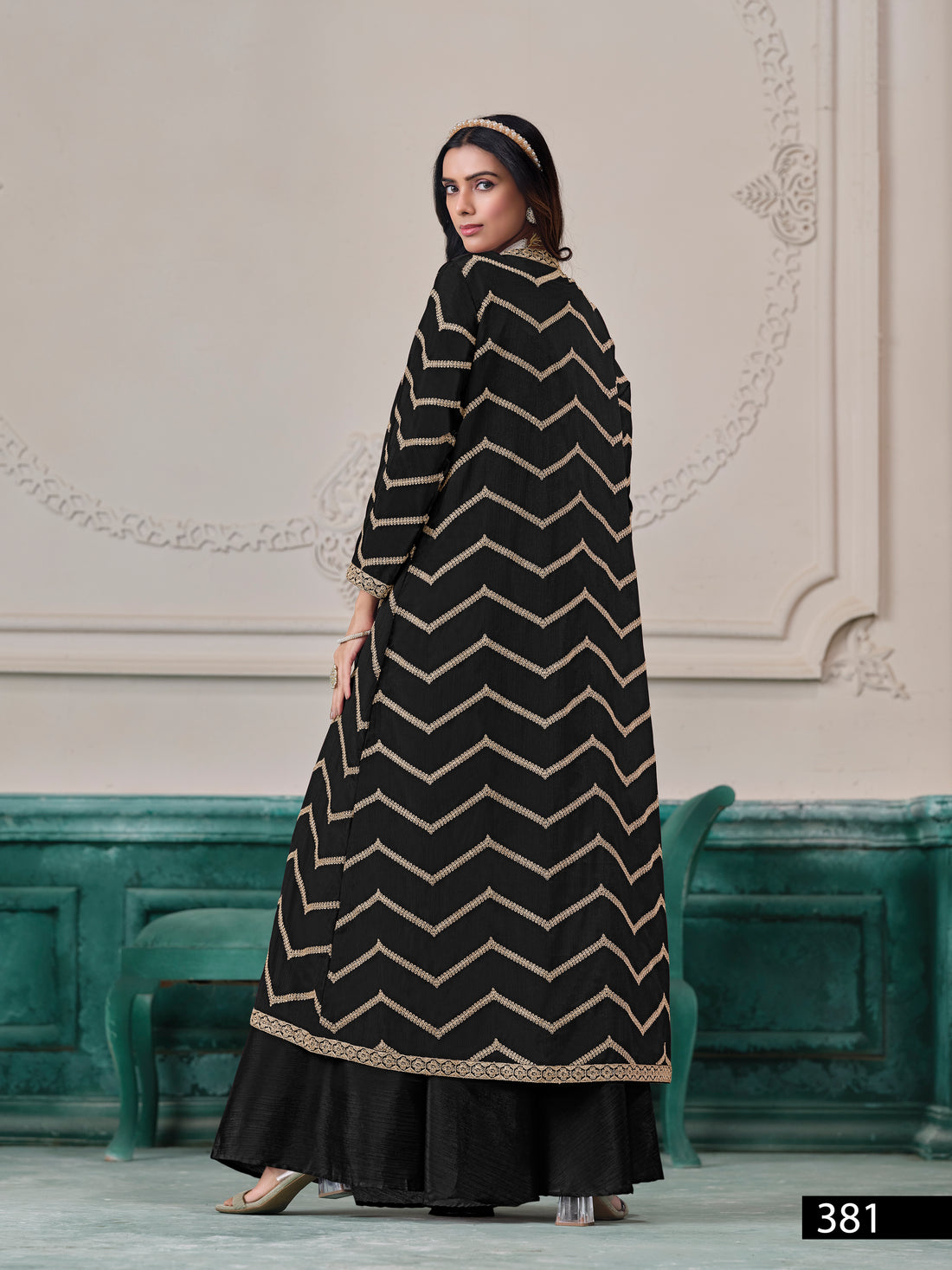 3-Piece Palazzo Suit with Shrug Trendy Pakistani Outfit Street Glam Look