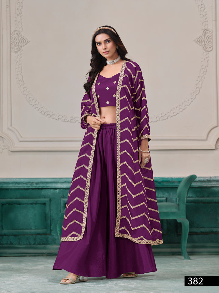 3-Piece Palazzo Suit with Shrug Trendy Pakistani Outfit Street Glam Look