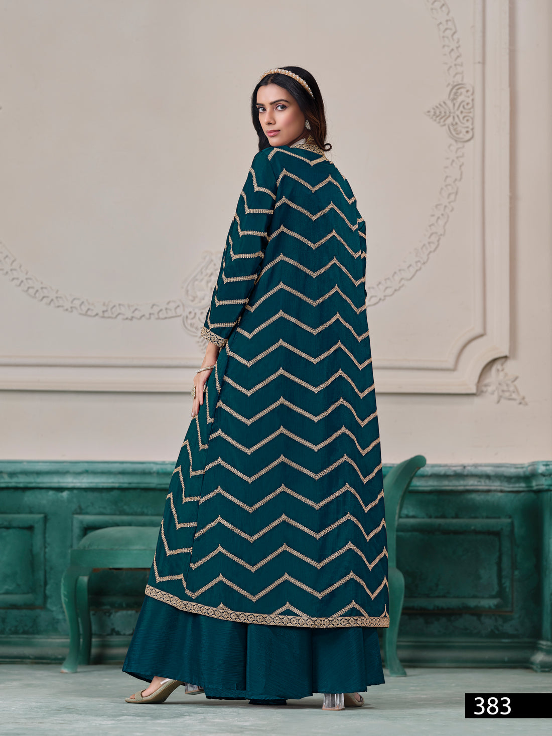 3-Piece Palazzo Suit with Shrug Trendy Pakistani Outfit Street Glam Look