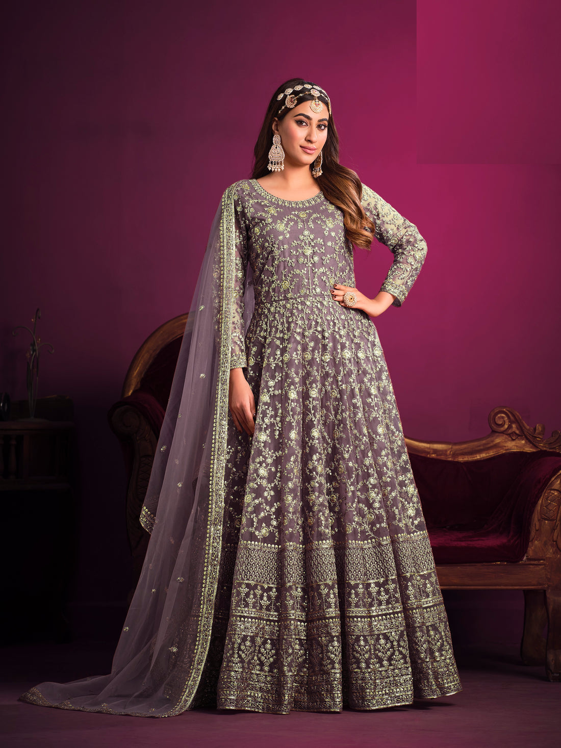 Indian Designer Anarkali Kurta Palazzo Dupatta Wedding Gown Plus Size Long Gown