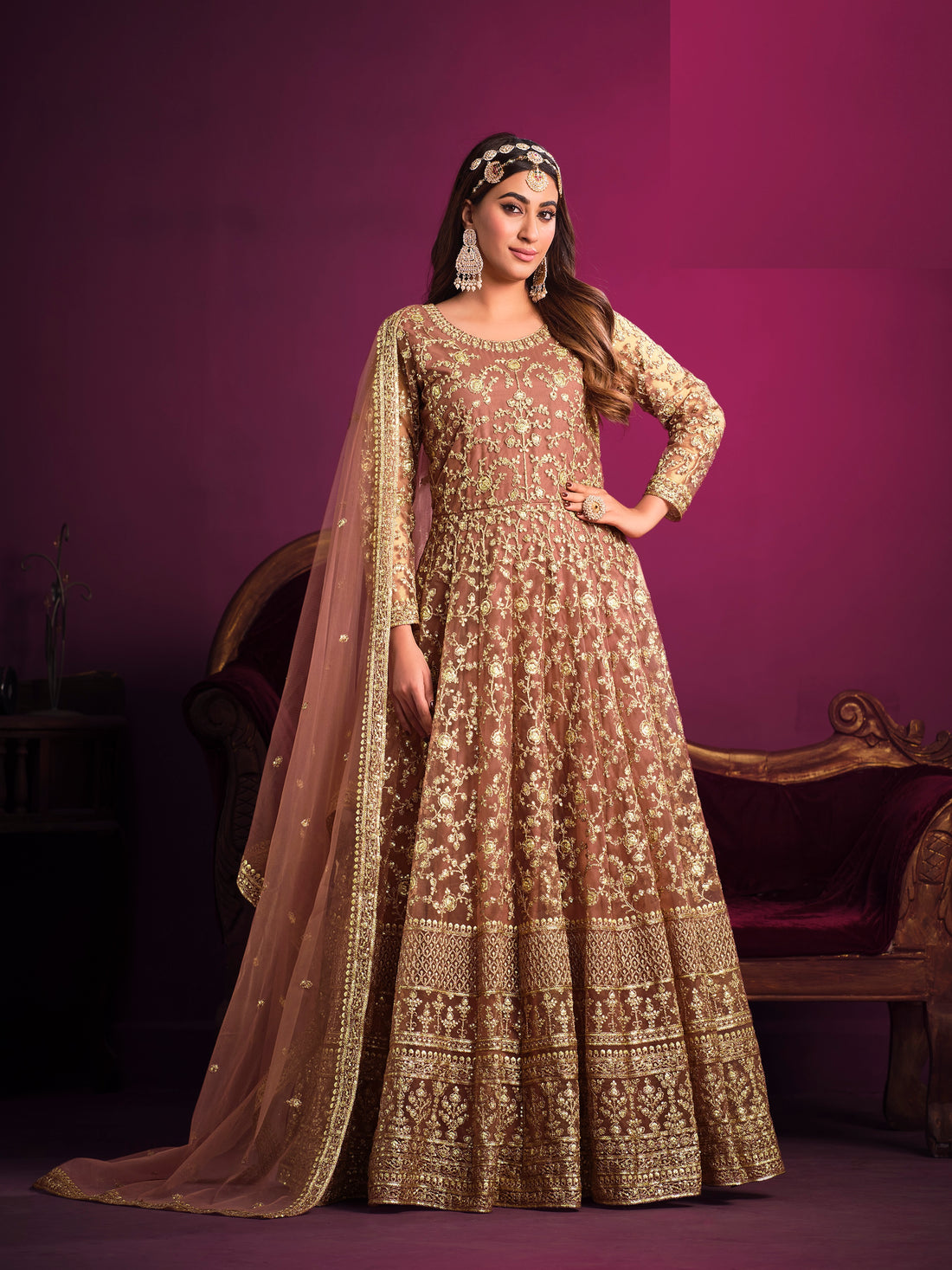 Indian Designer Anarkali Kurta Palazzo Dupatta Wedding Gown Plus Size Long Gown