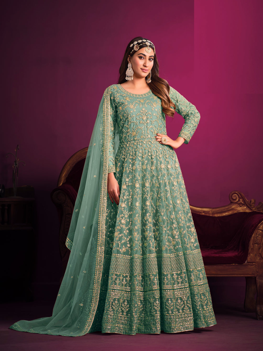 Indian Designer Anarkali Kurta Palazzo Dupatta Wedding Gown Plus Size Long Gown