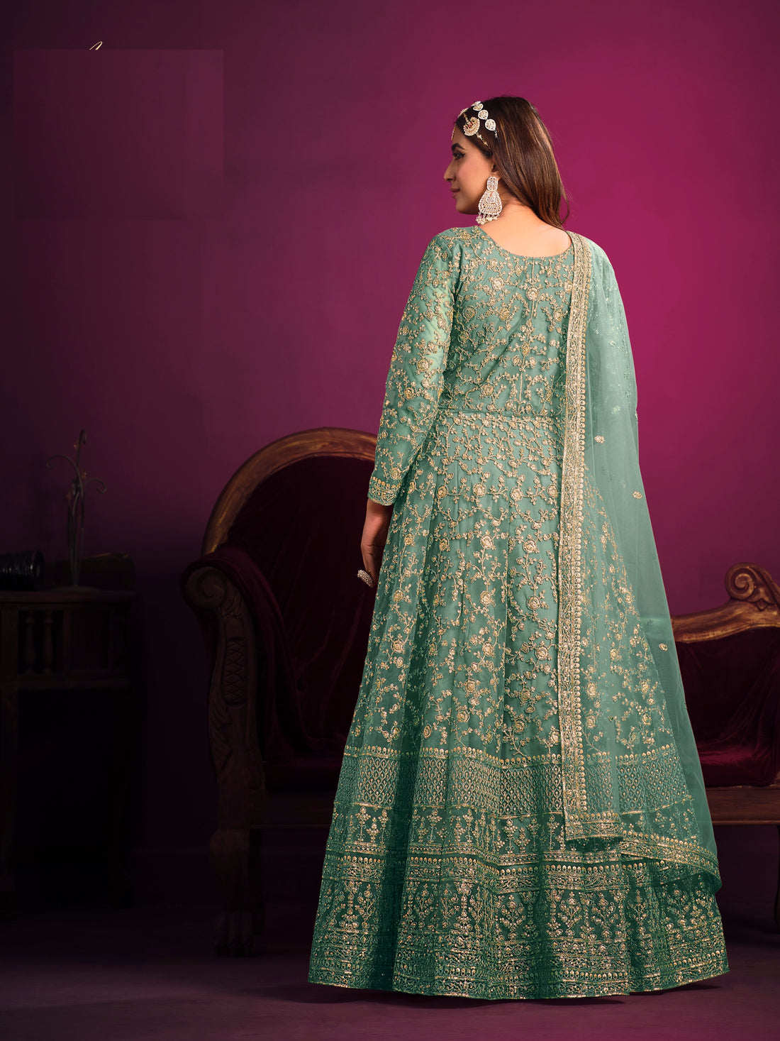 Indian Designer Anarkali Kurta Palazzo Dupatta Wedding Gown Plus Size Long Gown