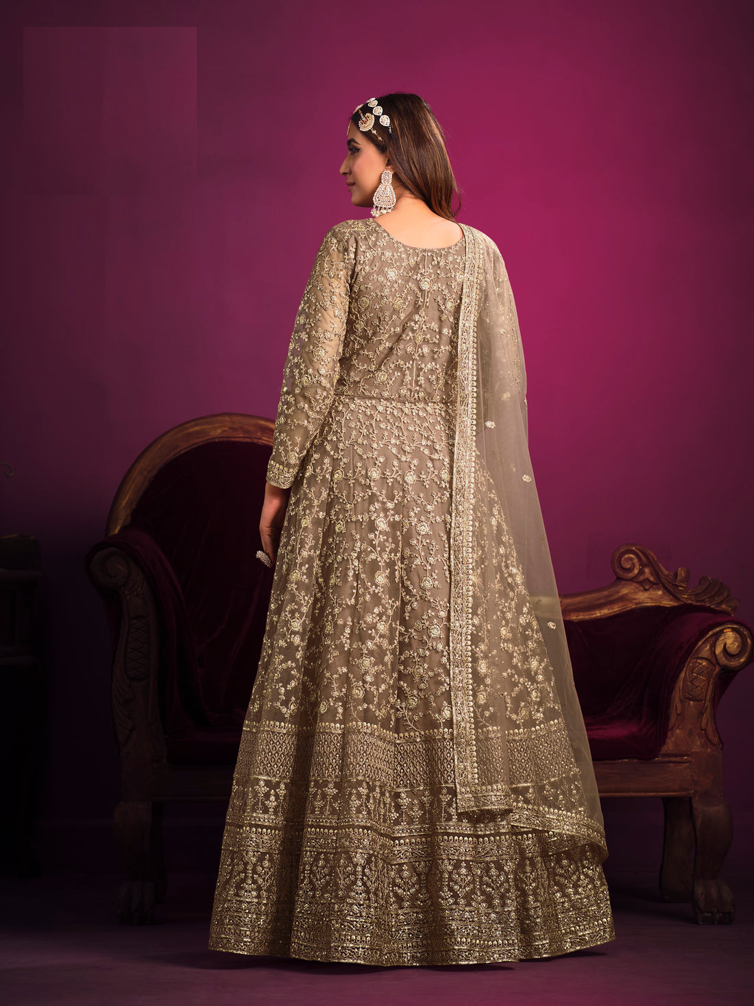 Indian Designer Anarkali Kurta Palazzo Dupatta Wedding Gown Plus Size Long Gown