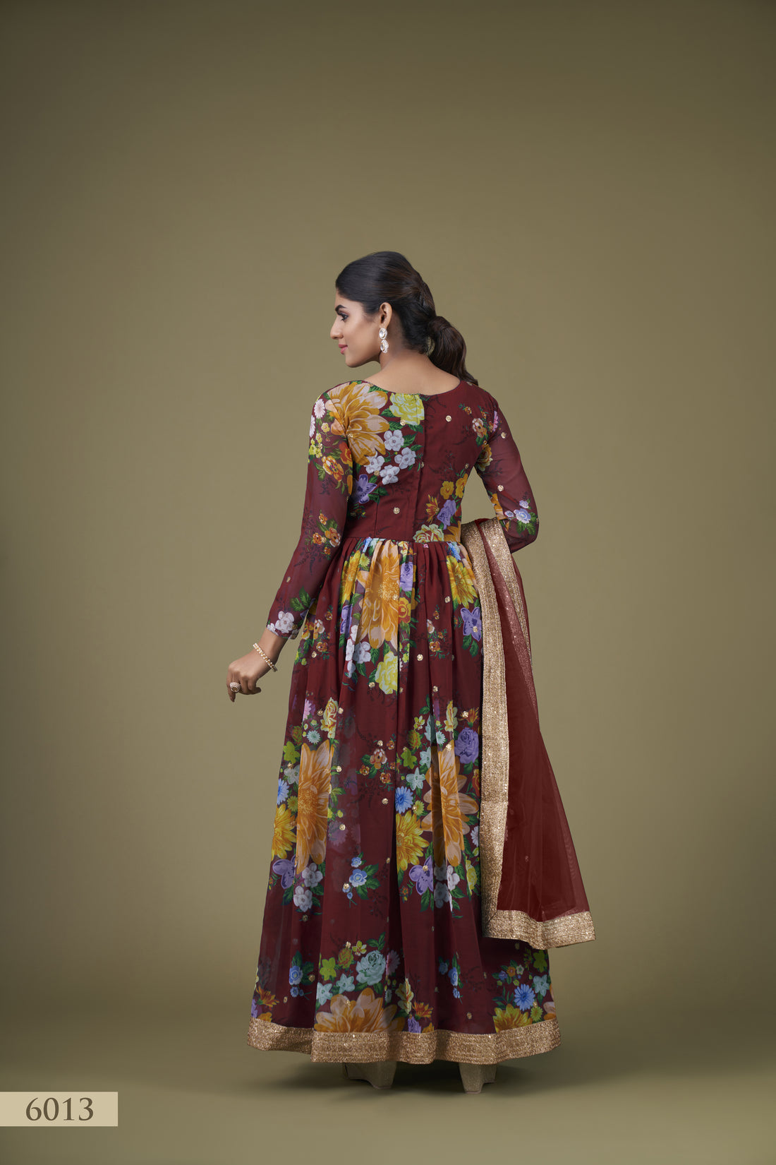 Wedding Afghani Party Wear Women Printed Anarkali Kurta, Pant And Dupatta Dress